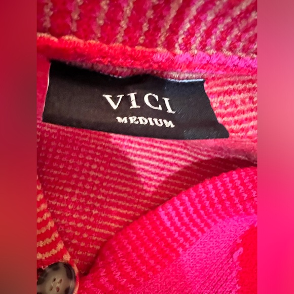VICI Wild Heart Half and Half Leopard Red Pink Cardigan Medium - Picture 10 of 14